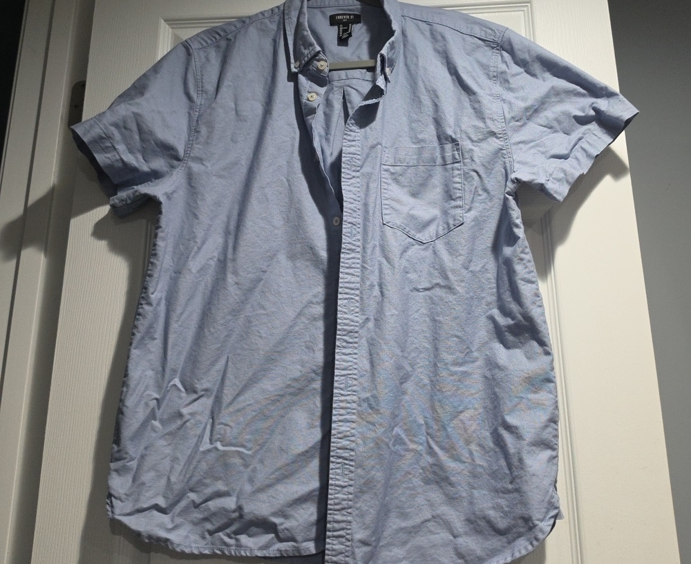 Forever 21 Light Blue Short-Sleeve Button-Down Shirt
